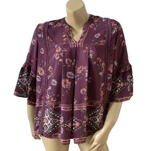 KNOX ROSE Womens Size Medium Bell Sleeve Peasant Blouse